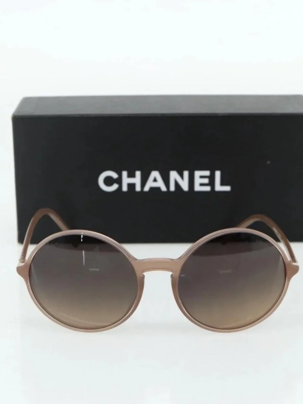 CHANEL COCO Mark Sunglasses plastic Beige CC Auth 176077A